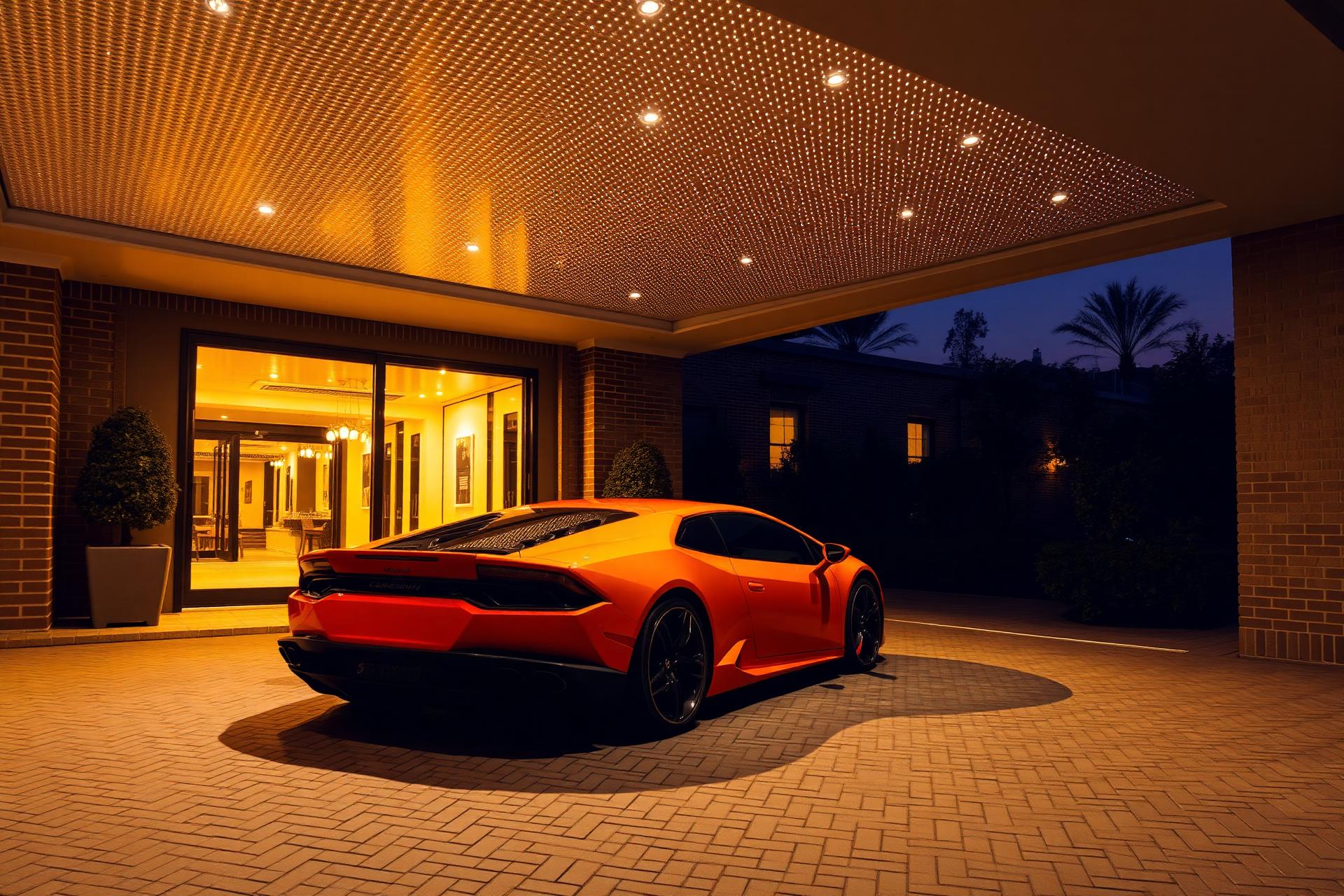 Exotic supercar under warm golden lighting in Scottsdale
